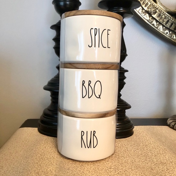Rae Dunn Other - 🆕Rae Dunn SPICE, BBQ, RUB Stackable Ceramic Jars